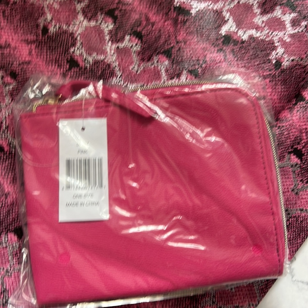 Large Pink Python Print Tote With Pouch - image 2